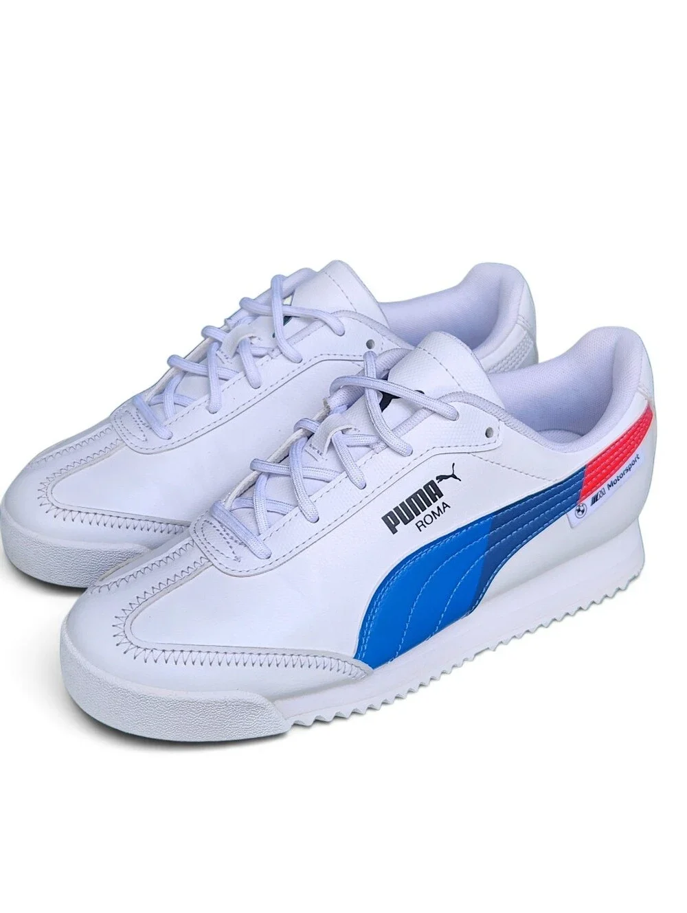 Puma BMW Motorsport Roma Classic Casual White/Blue/Red Big Boys Size 5 Youth